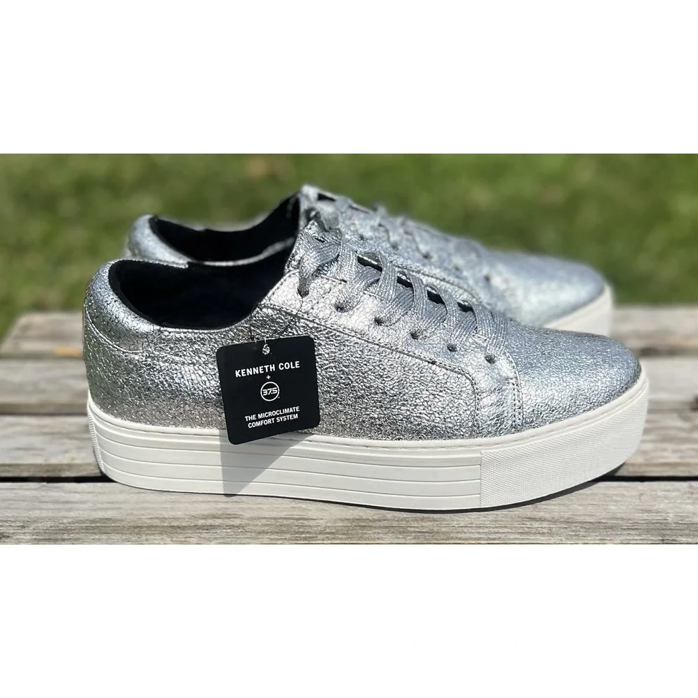 Kenneth Cole Shoes Womens Size 10M Platform Leather Lace Up Sneaker Casual Fashi